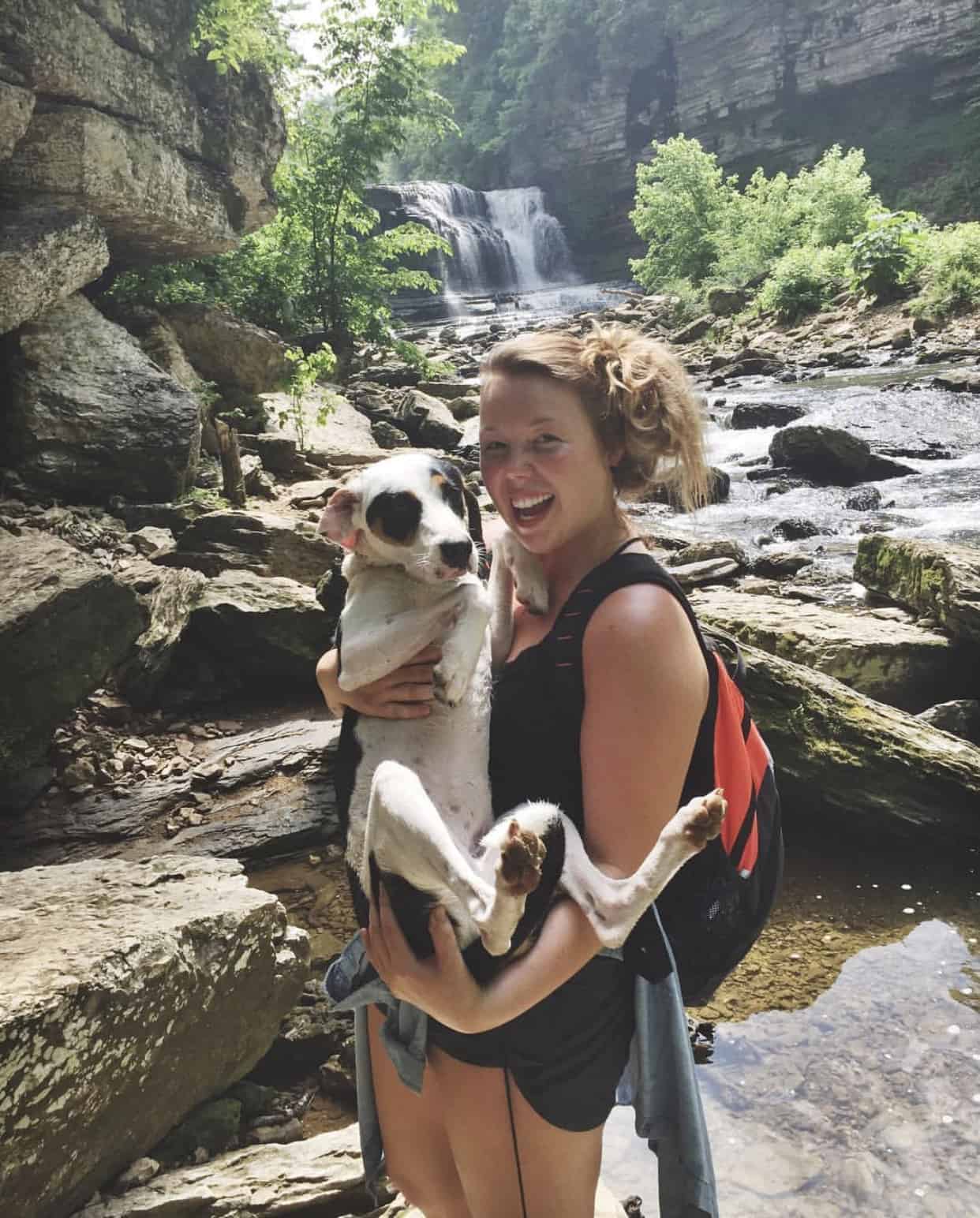 Kelsey Mcreynolds Hiking with her dog olive