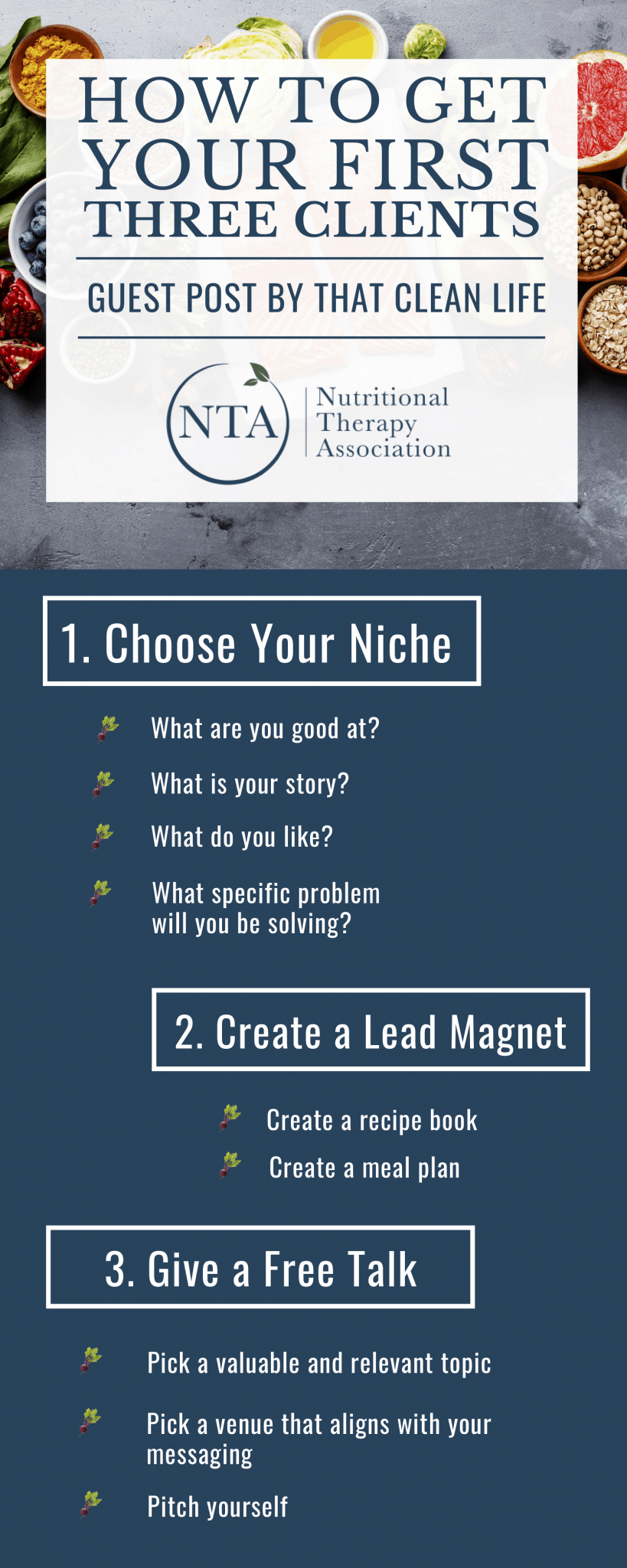 How To Get Your First Three Clients Infographic